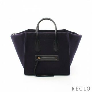 セリーヌ(celine)のラゲージ ファントム ハンドバッグ トートバッグ ウール レザー ネイビー ブラック(トートバッグ)