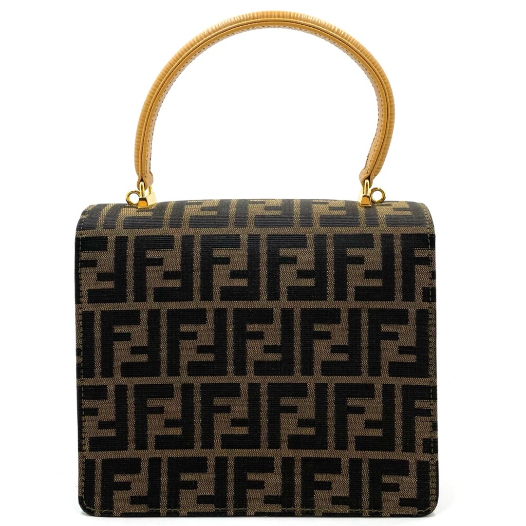 美品✨ FENDI ズッカ柄 自立 ハンドバッグ ジャガード 銀金具 スクエア