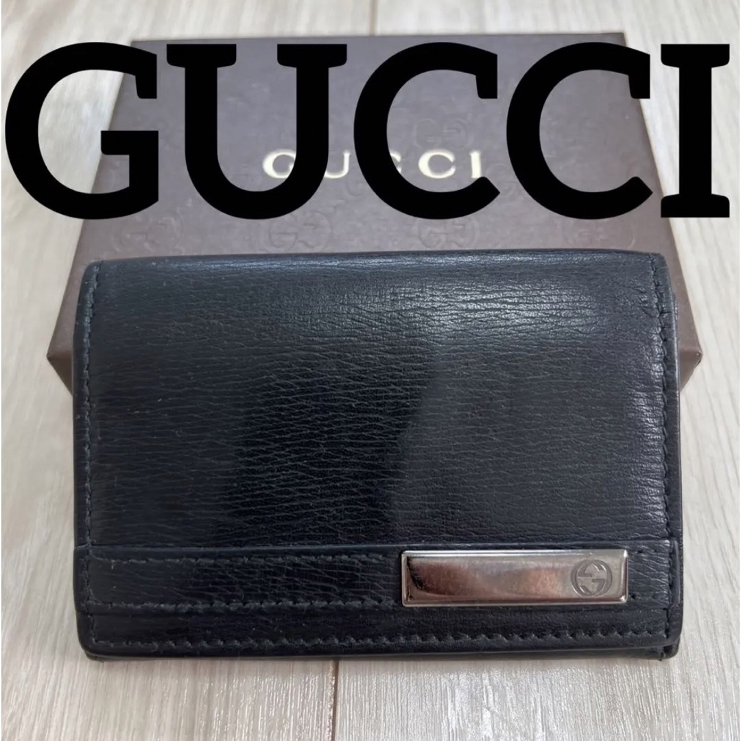 Gucci - GUCCI グッチ カードケース 名刺入れ レザー製 ブラック 黒の