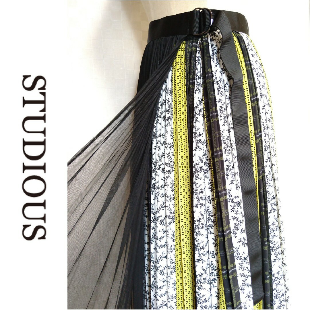 【未使用】【定価￥27000】STUDIOUS ストライプパネルプリーツスカート 5