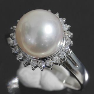 タサキ(TASAKI)のタサキ アコヤパール 8mm ダイヤ 0.17ct リング 8.5号 pt900(リング(指輪))