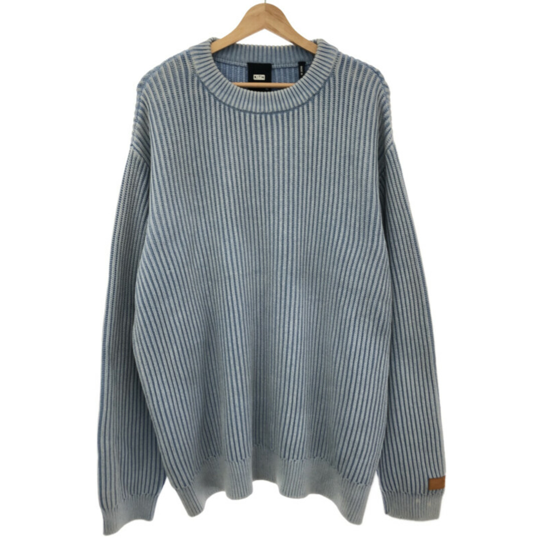 新品未使用品ＳKITH キス 23SS Garment Dyed Meyer Knit Crewneck  クルーネックニットセーター ブルー XL