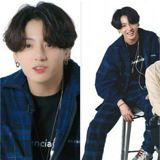 バレンシアガ(Balenciaga)のBTS ジョングク着用　blue checked flannel ジャケット(ブルゾン)