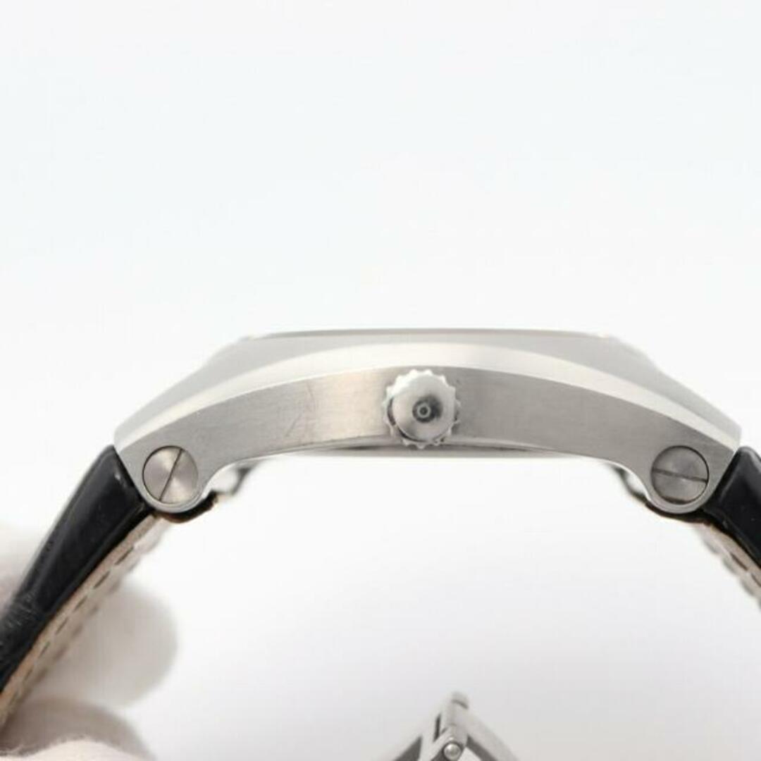 エルゴン メンズ 腕時計 自動巻き SS レザー シルバー ブラック ブラック文字盤