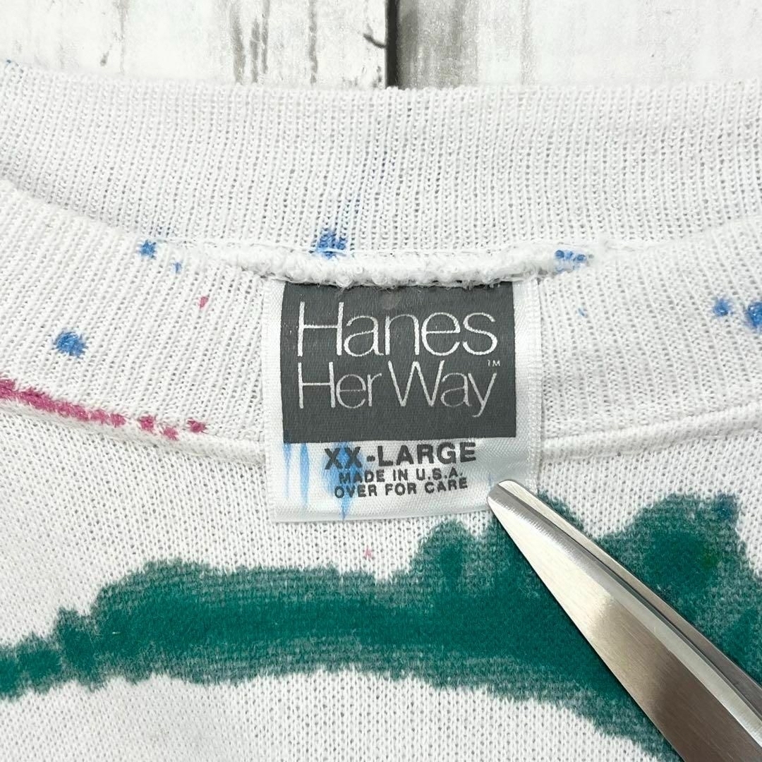 Hanes Her Way 90s USスウェット 花柄トレーナーXXL