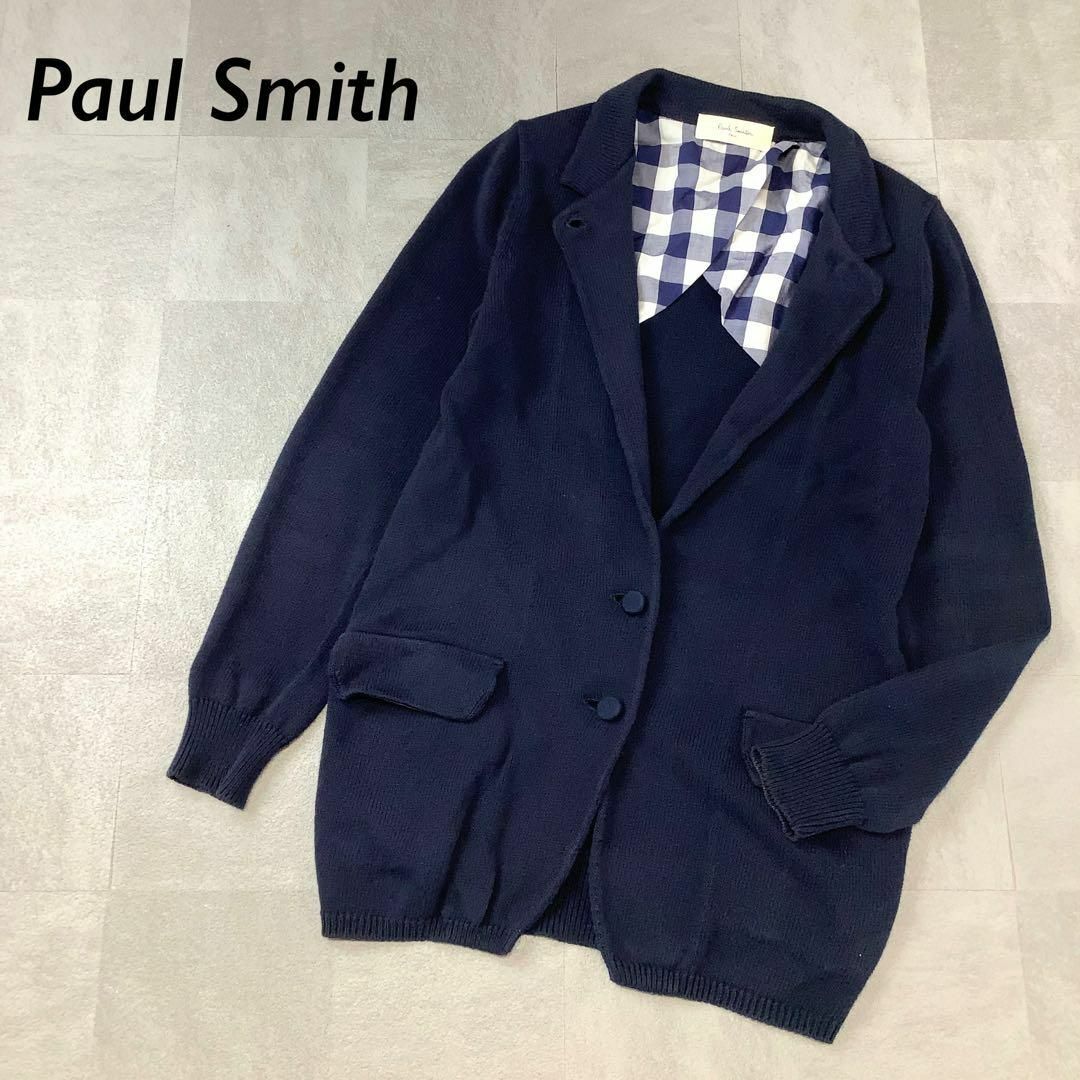 Paul Smith リネン ブレンド ニット ジャケット ネイビー