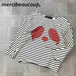 メルシーボークー(mercibeaucoup)のmercibeaucoup, ボーダー パンダ カットソー ネイビーライン(Tシャツ(長袖/七分))