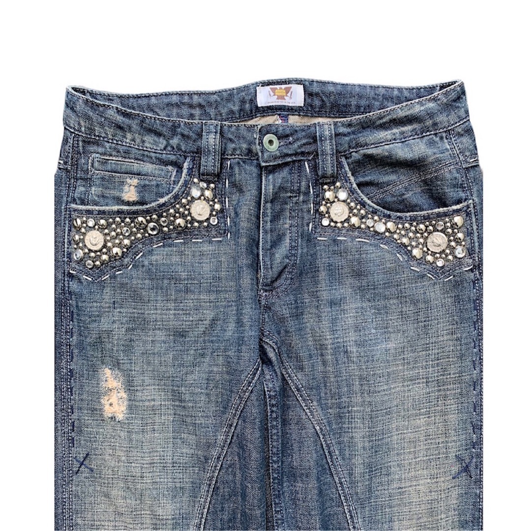 希少 ANTIKDENIM アンティーク ビジュー 刺繍 デニムパンツ 希少 ANTIKDENIM アンティーク ビジュー 刺繍 デニムパンツ