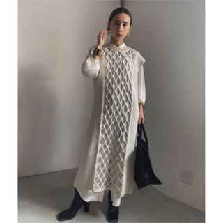 アメリヴィンテージ(Ameri VINTAGE)のAMERI LAYEREDMESHKNITDRESS(ロングワンピース/マキシワンピース)