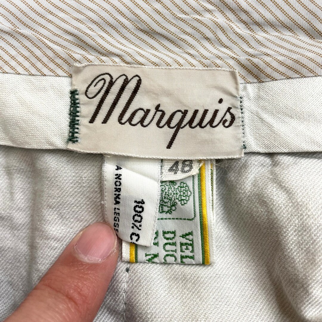 【中古】 Marquis コーデュロイ パンツ 太畝 ツータック ミックスカラー サイズ：W30 L29.5 オリーブ系 MADE IN ITALY ユーロ メンズのスーツ(スラックス/スーツパンツ)の商品写真