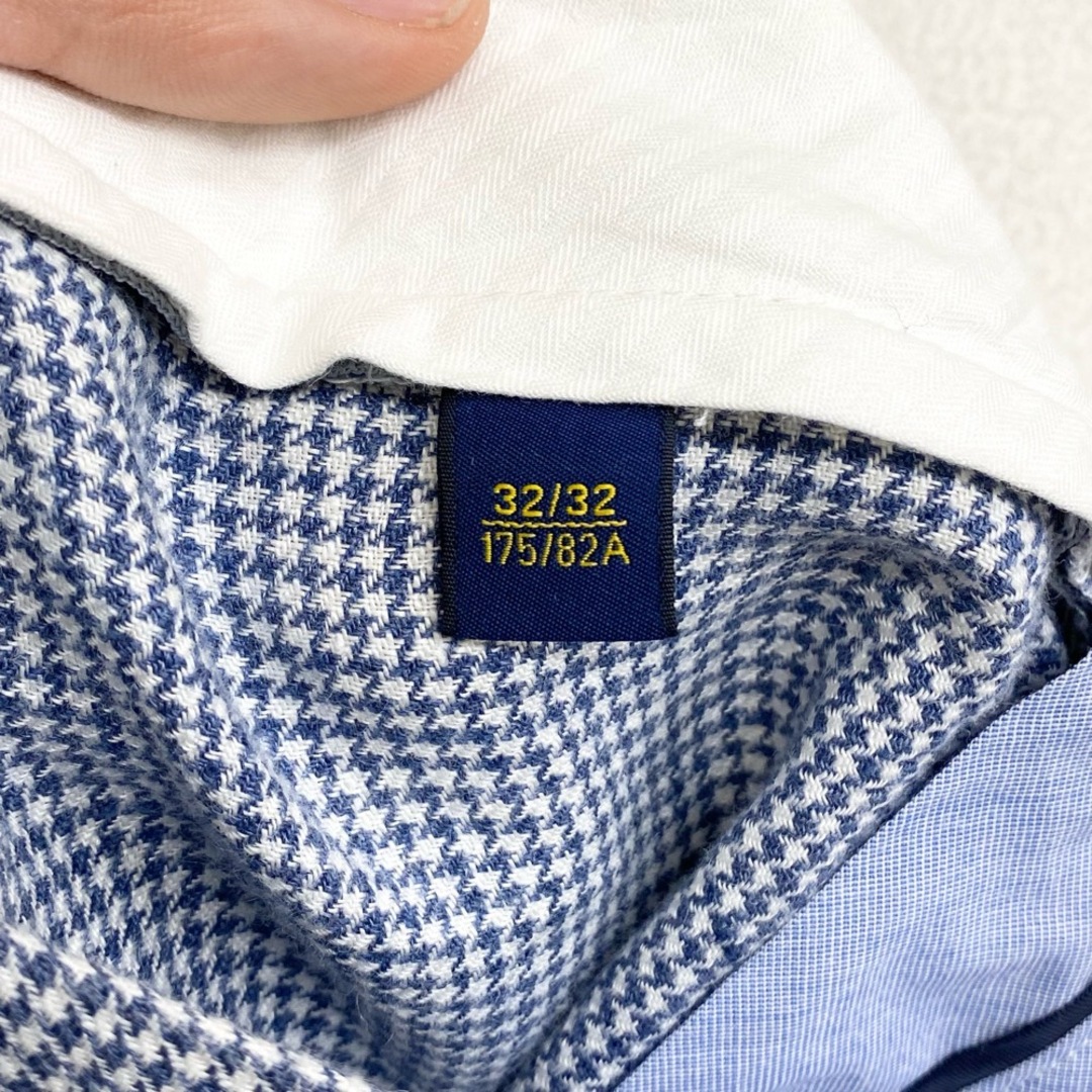 Ralph Lauren(ラルフローレン)の【中古】ポロ ラルフローレン POLO RALPH LAUREN コットン スラックス 千鳥格子柄 テーパード ワンタック SLIM FIT サイズ：W34 L32 ライトブルー系 メンズのスーツ(スラックス/スーツパンツ)の商品写真