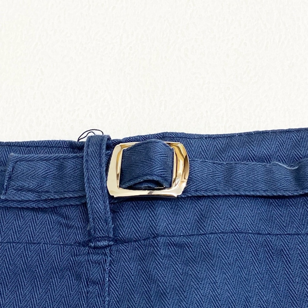【中古】ユーロ ワークパンツ ヘリンボーン ストレート SANFOR サイズ：W48 L32 ネイビー メンズのスーツ(スラックス/スーツパンツ)の商品写真