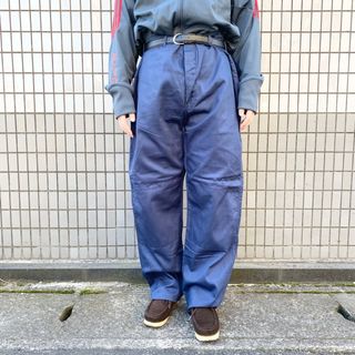 【中古】ユーロ ワークパンツ ヘリンボーン ストレート SANFOR サイズ：W48 L32 ネイビー(スラックス/スーツパンツ)