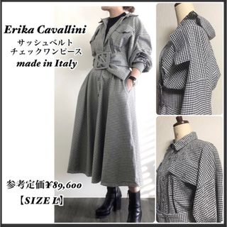 エリカカヴァリー二(ERIKA CAVALLINI)のころちゃん様エリカカヴァリーニ/ギンガムチェック/サッシュベルト/美シルエット(ロングワンピース/マキシワンピース)