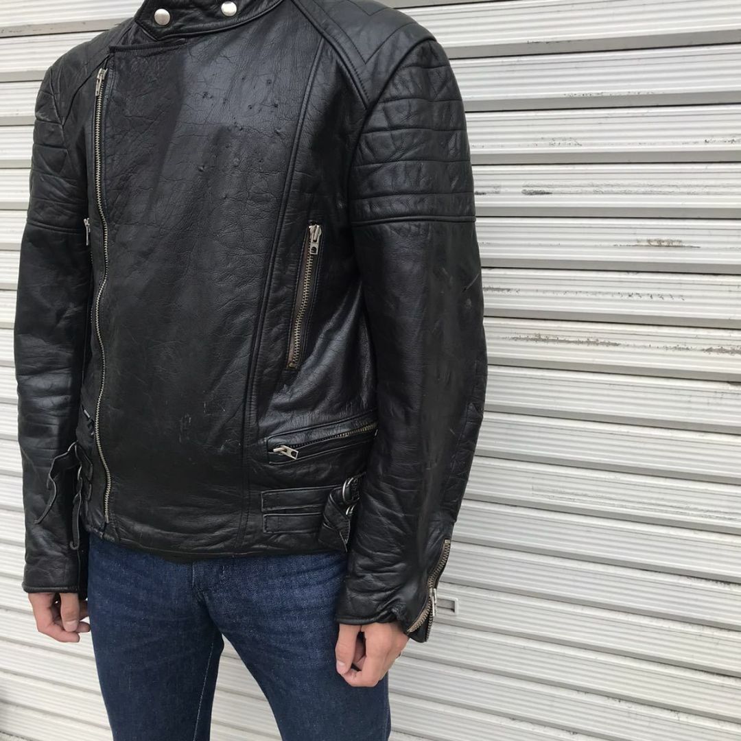 Harley Davidson(ハーレーダビッドソン)の1970s ベルギー製 Richa Leathers ユーロ シングル ライダー メンズのジャケット/アウター(ライダースジャケット)の商品写真