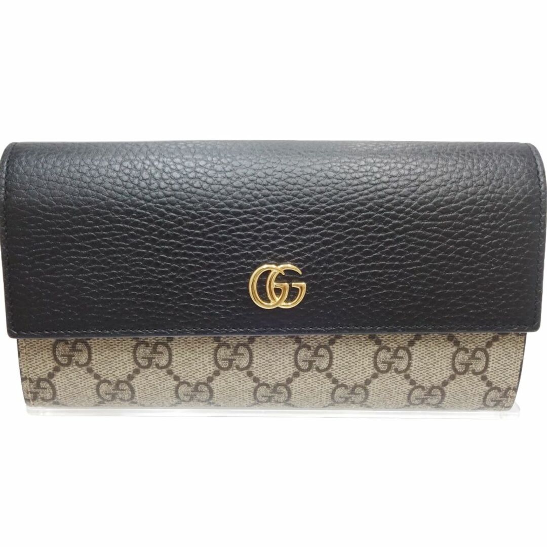 極美品 GUCCI グッチ マーモント GG 長財布 折り財布 黒 456116-