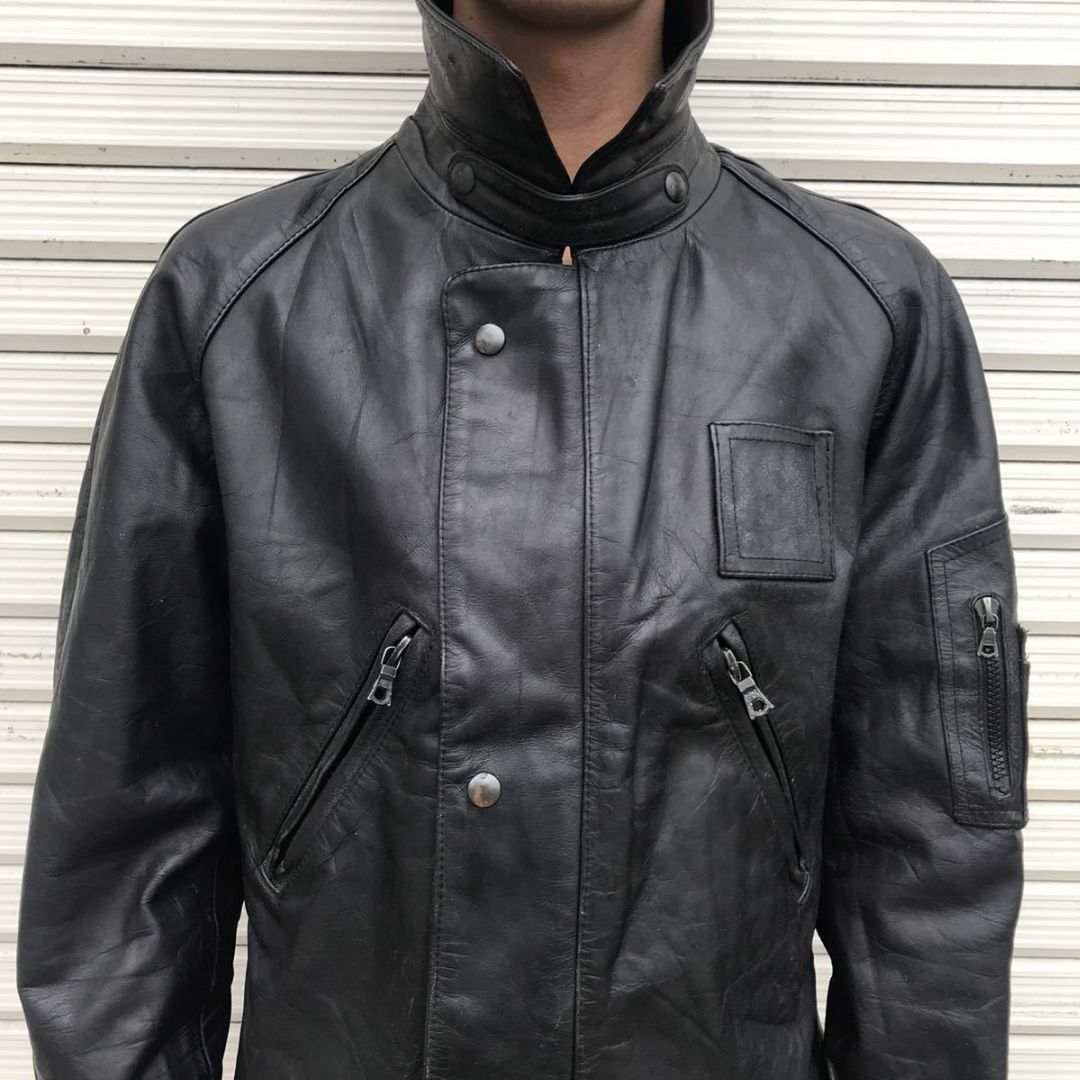 80s Italy Policeman イタリア ポリスマン レザー ジャケット-