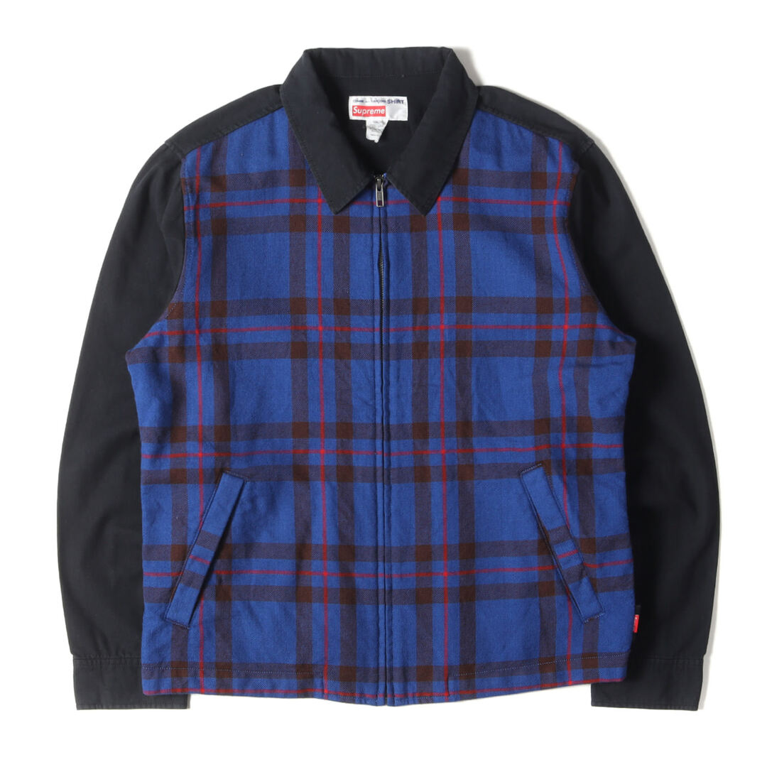 Supreme シュプリーム ジャケット サイズ：M COMME des GARCONS SHIRTS コムデギャルソン シャツ ウール チェック ワークジャケット Work Jacket 15AW ブラック 黒 アウター シンプル ブランド カジュアル コラボ【メンズ】