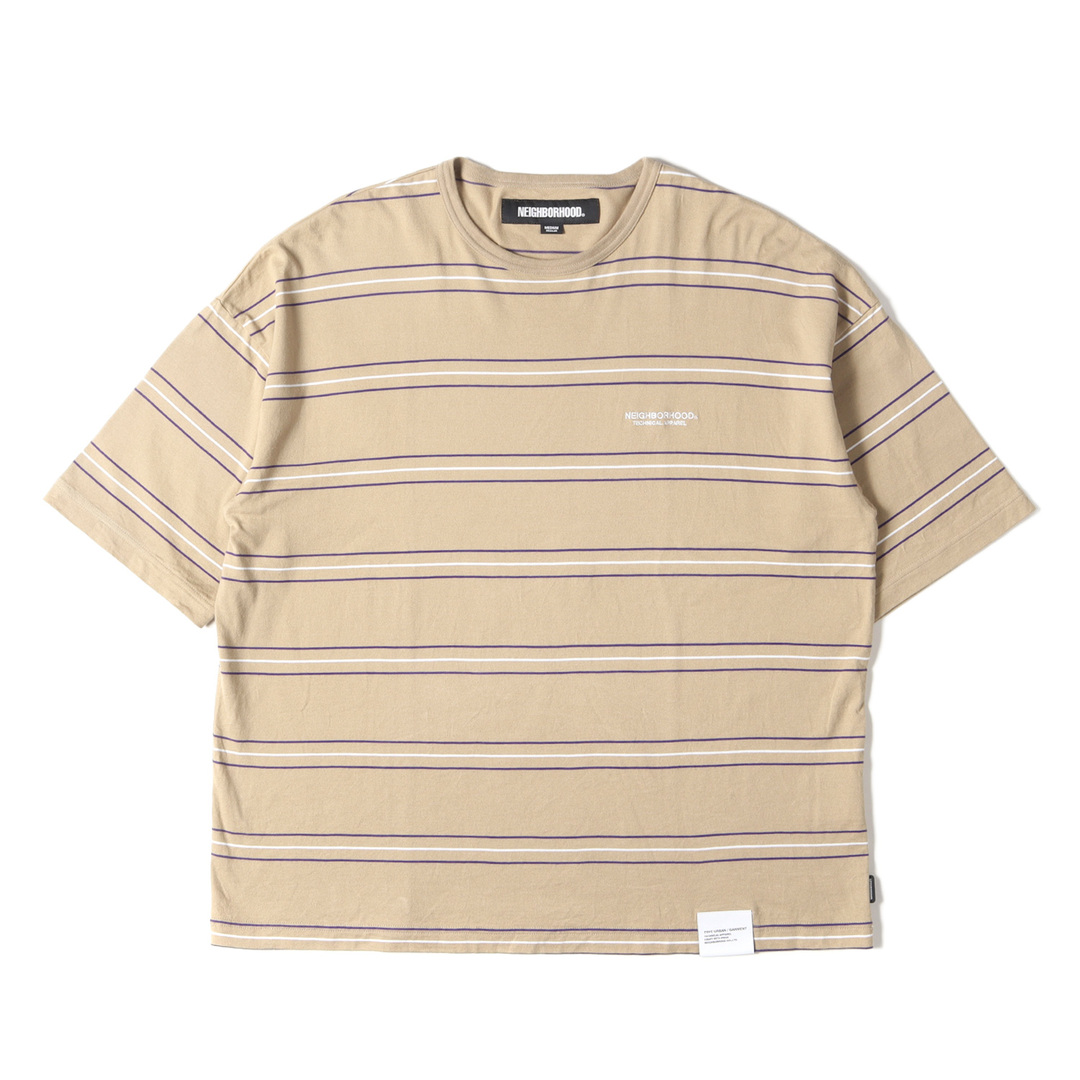 NEIGHBORHOOD(ネイバーフッド)のNEIGHBORHOOD ネイバーフッド Tシャツ サイズ：M オーバーサイズ ボーダー クルーネック BORDER CREWNECK SS 23SS サンド トップス 半袖 シンプル カジュアル ブランド【メンズ】【中古】【美品】 メンズのトップス(Tシャツ/カットソー(半袖/袖なし))の商品写真