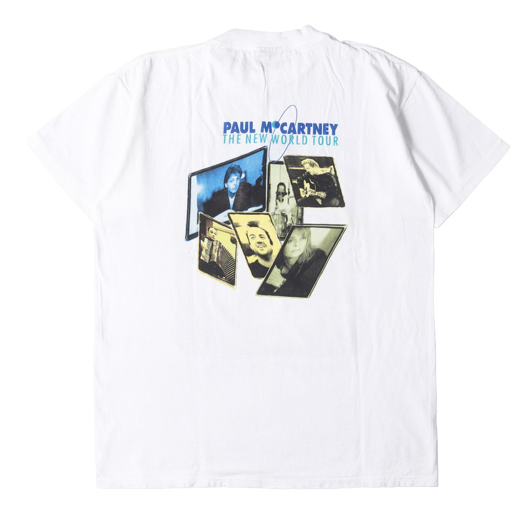 Vintage Rock Item ヴィンテージロックアイテム Tシャツ サイズ：L Paul McCartney ポール・マッカートニー THE  NEW WORLD TOUR BROCKUMボディ USA製 ブロッカム アメリカ製 90s ホワイト 白 トップス 半袖 クルーネック ...