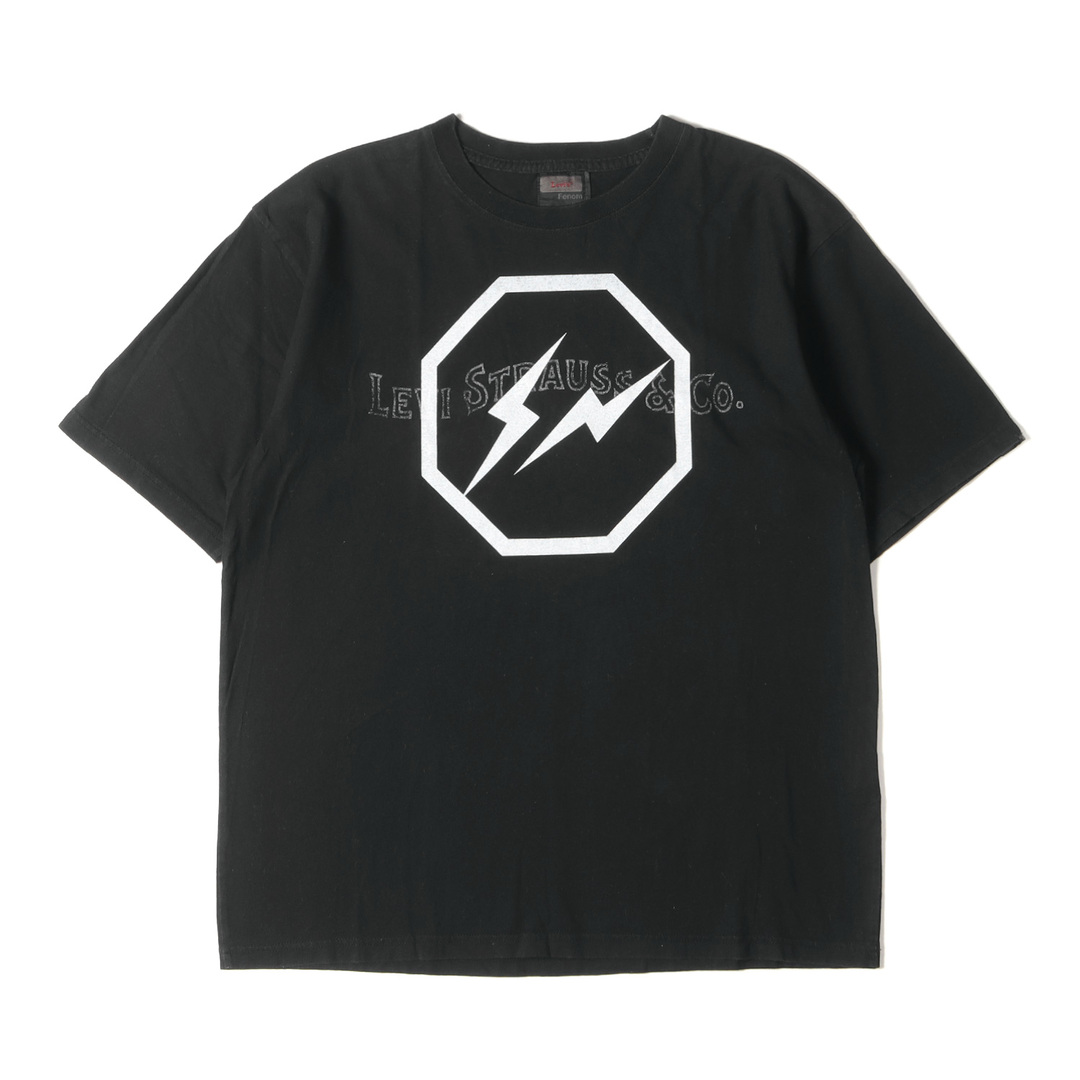 FRAGMENT(フラグメント)のfragment design フラグメント デザイン Tシャツ サイズ：M Levis Fenom リーバイス フェノム サンダーマーク ブラック 黒 トップス 半袖 クルーネック シンプル カジュアル ブランド コラボ【メンズ】【中古】 メンズのトップス(Tシャツ/カットソー(半袖/袖なし))の商品写真