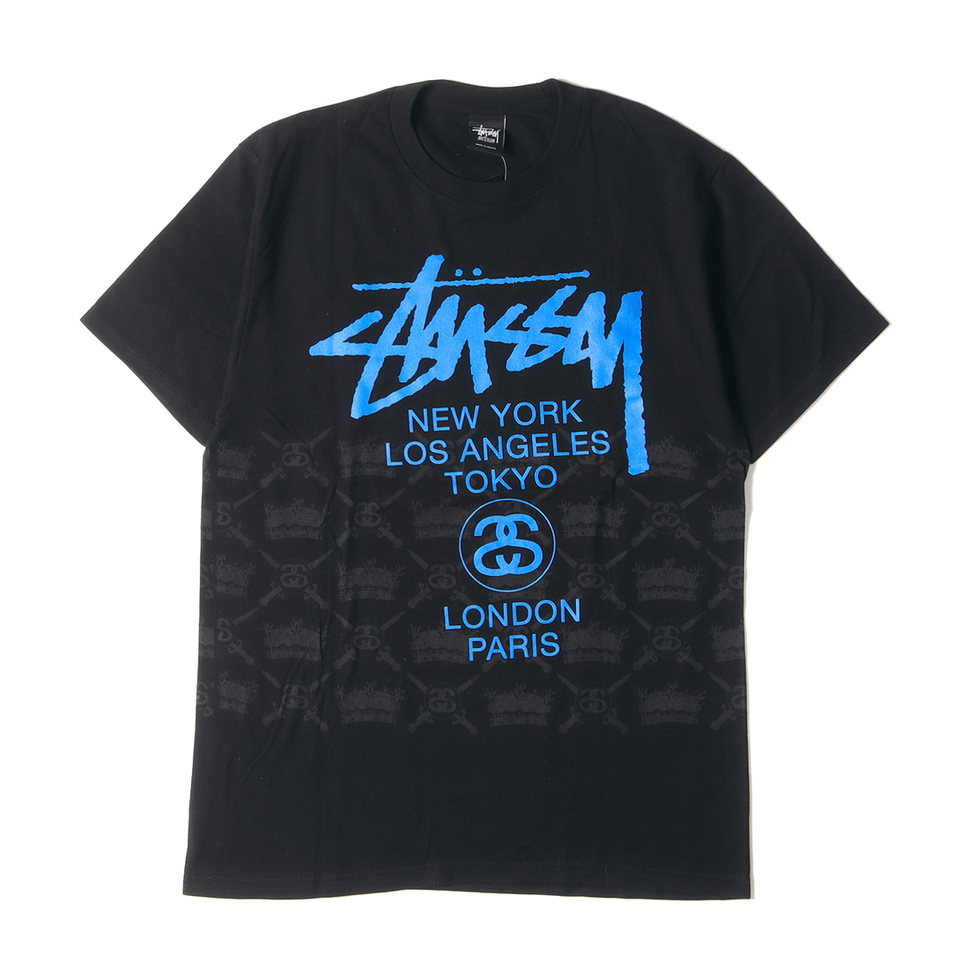 STUSSY ステューシー Tシャツ サイズ：M ワールドツアー クラウン WT CROWNS TEE ブラック 黒 トップス 半袖 クルーネック シンプル カジュアル ブランド【メンズ】