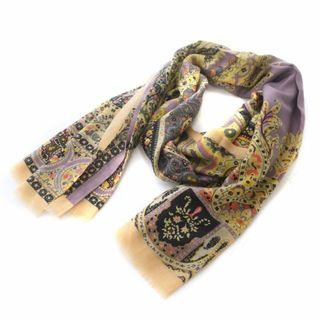 エトロ(ETRO)のエトロ ストール カットオフ ペイズリー柄 カシミヤ ベージュ 紫 マルチカラー(ストール/パシュミナ)