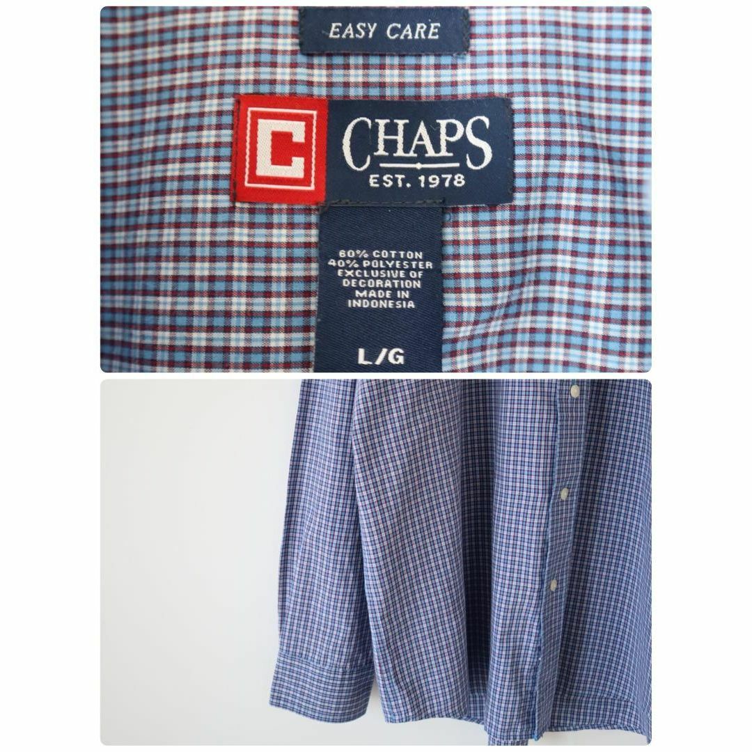 【CHAPS】チャップス ワンポイントロゴ チェック柄 ボタンダウン 長袖シャツ