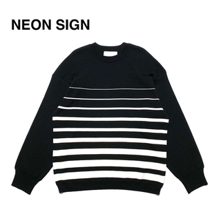ネオンサイン(NEON SIGN)の☆美品 ネオンサイン オーバーサイズ クルーネック ボーダー ニット セーター(ニット/セーター)