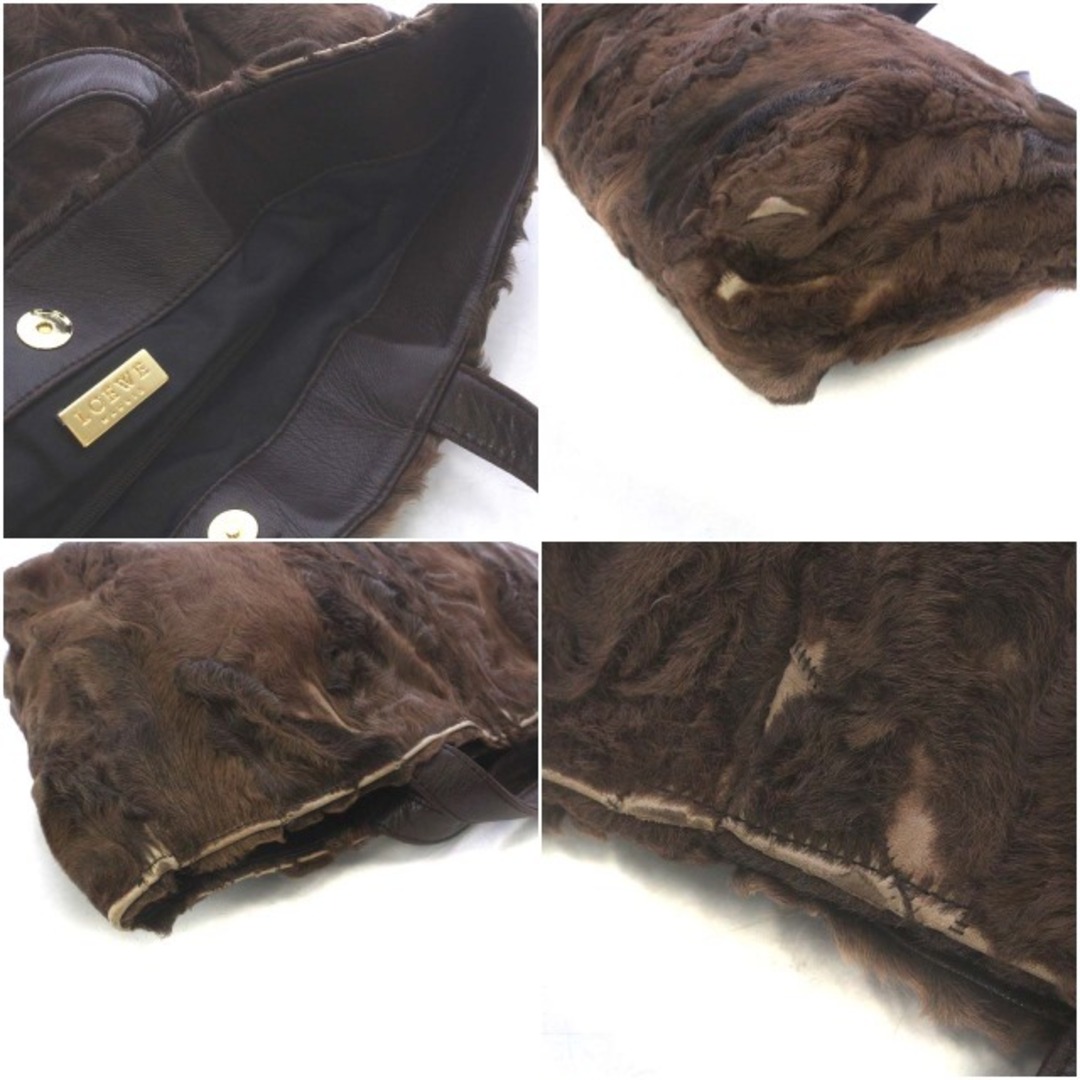 LOEWE(ロエベ)のロエベ トートバッグ ハンドバッグ リアルファー レザー 茶色 レディースのバッグ(トートバッグ)の商品写真