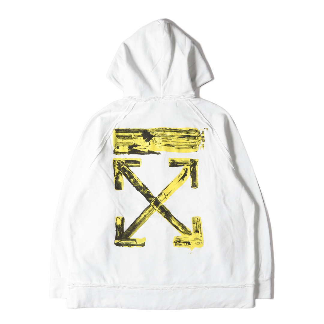 OFF-WHITE オフホワイト パーカー サイズ:L ペンキ アロー オーバーサイズ スウェット パーカー ACRYLIC ARROWS OVER HOODIE 19AW ホワイト 白 トップス フーディー 【メンズ】