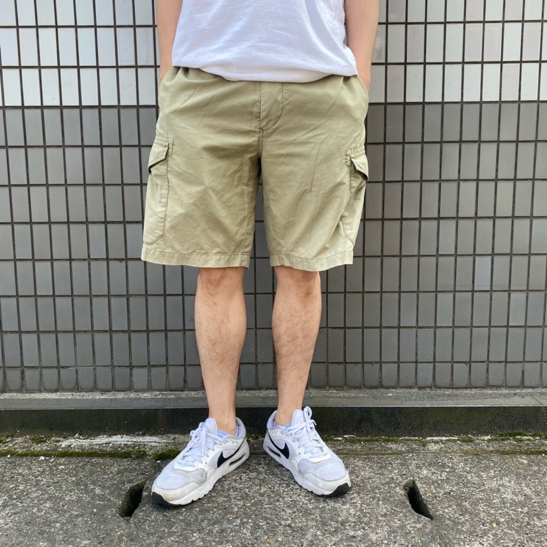 NAUTICA(ノーティカ)のUS古着 ノーティカ NAUTICA  カーゴ ショートパンツ 無地 RELAX FIT サイズ：W33 オリーブベージュ あす楽対応【中古】 メンズのスーツ(スラックス/スーツパンツ)の商品写真