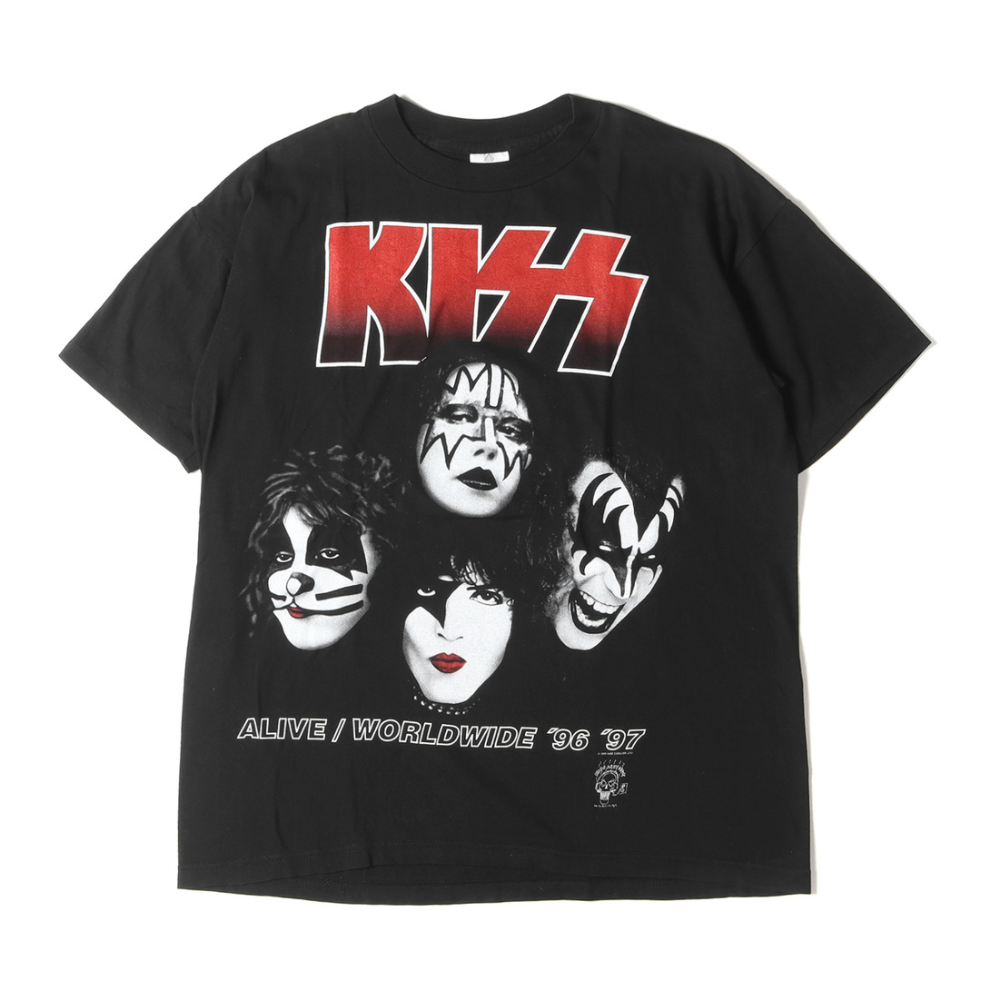 Vintage Rock Item ヴィンテージ ロック 90s KISS ALIVE WORLDWIDE 96-97 クルーネック 半袖 Tシャツ PYRAMIDボディ USA製 デッドストック ブラック 黒 トップス カットソー バンド アーティスト 【メンズ】