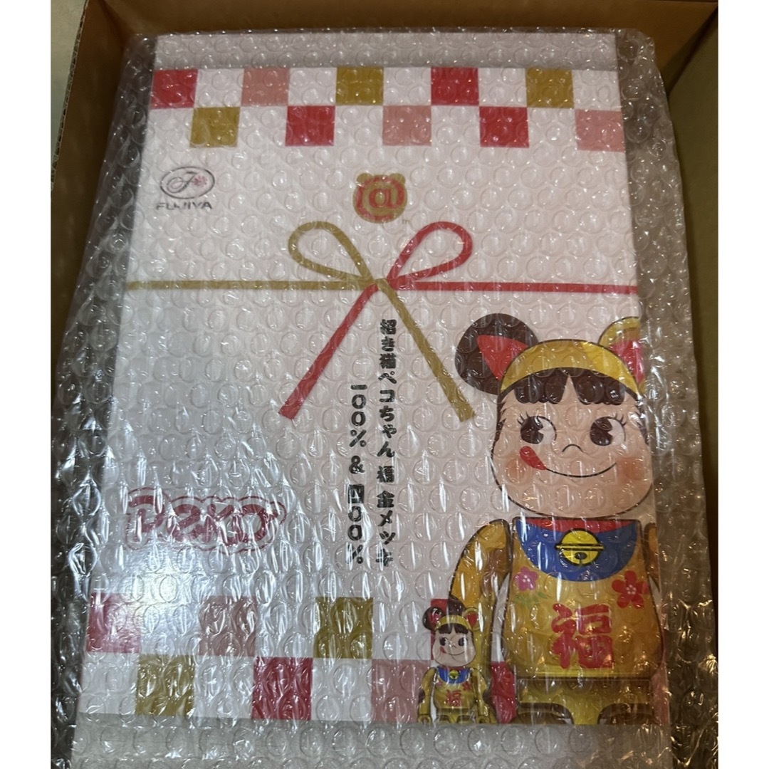 BE@RBRICK 招き猫 ペコちゃん 福 金メッキ 100％ \u0026 400％