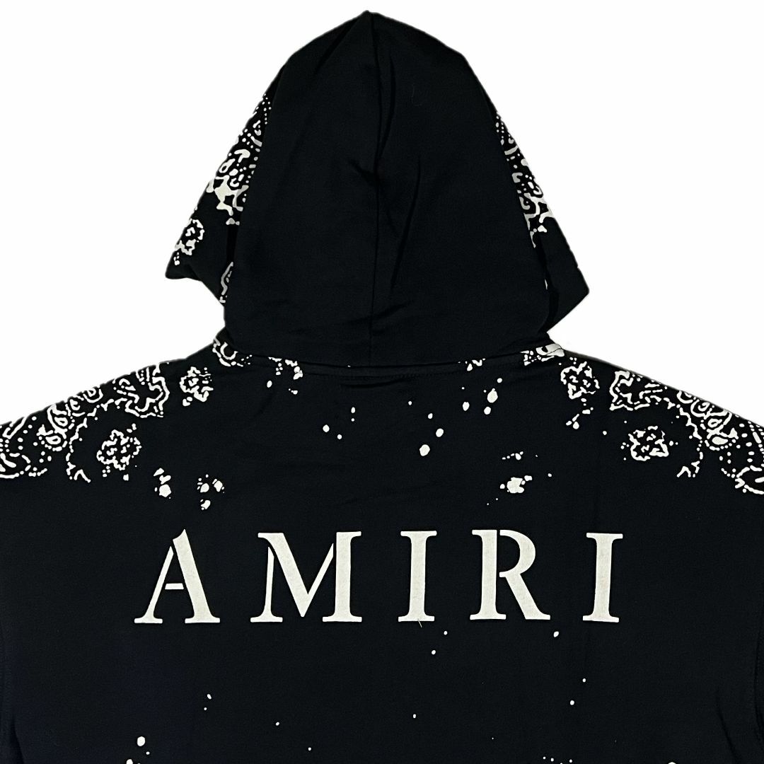 AMIRI アミリ バンダナ柄 ブリーチ プルオーバーパーカー ブラック XL