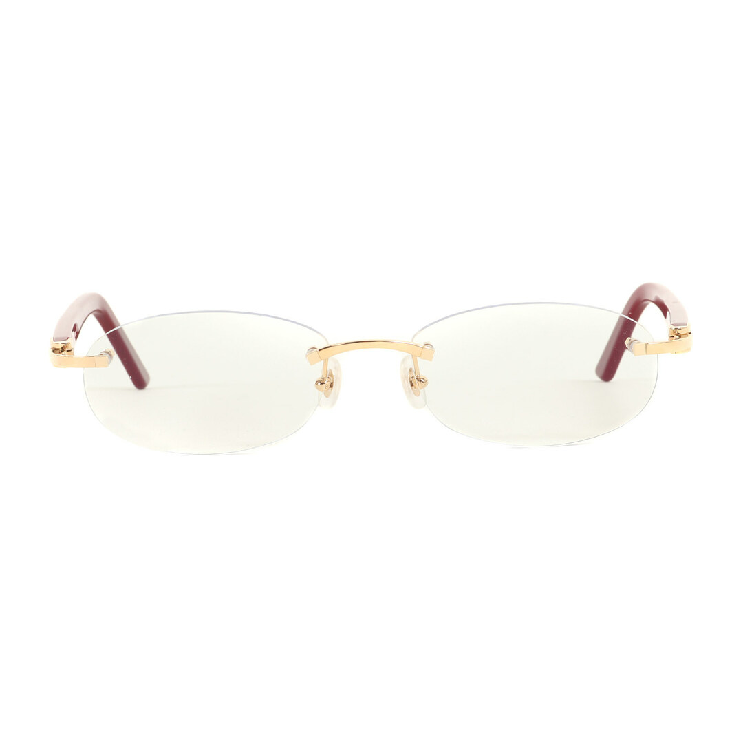 Cartier カルティエ 2021年製 オーバルレンズ アイグラス oval oro Unisex Eyeglasses CT0056O 003 メガネ 眼鏡 サングラス アイウェア ゴールド ボルドー フランス製 ブランド【メンズ】【美品】
