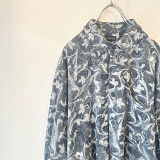 GEORGE　ジョージ　柄シャツ　半袖シャツ　総柄　グレー(シャツ)