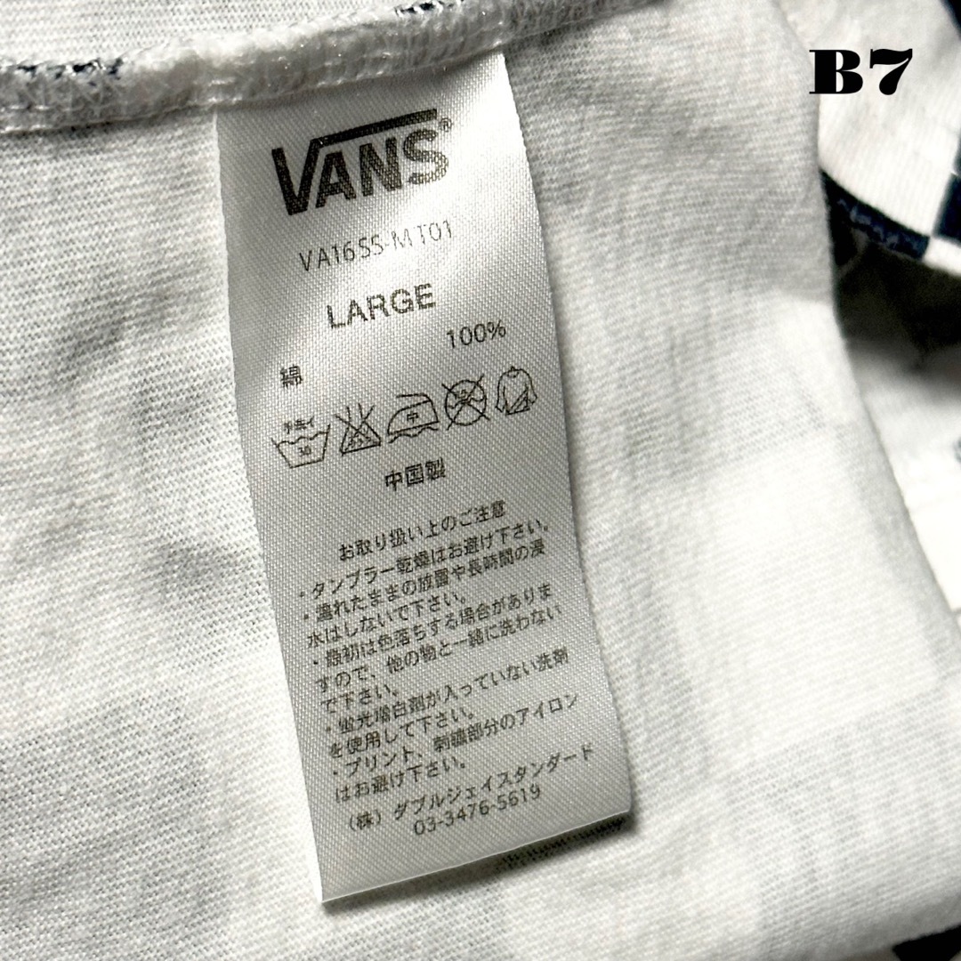 人気品！ VANS バンズ 半袖Tシャツ チェッカー ホワイトネイビー 白紺 L 6