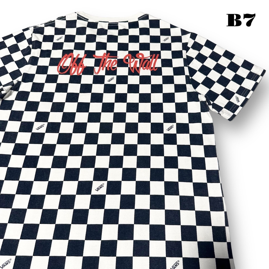 人気品！ VANS バンズ 半袖Tシャツ チェッカー ホワイトネイビー 白紺 L 7