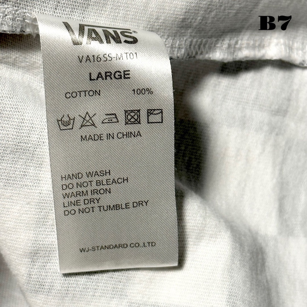 人気品！ VANS バンズ 半袖Tシャツ チェッカー ホワイトネイビー 白紺 L 5