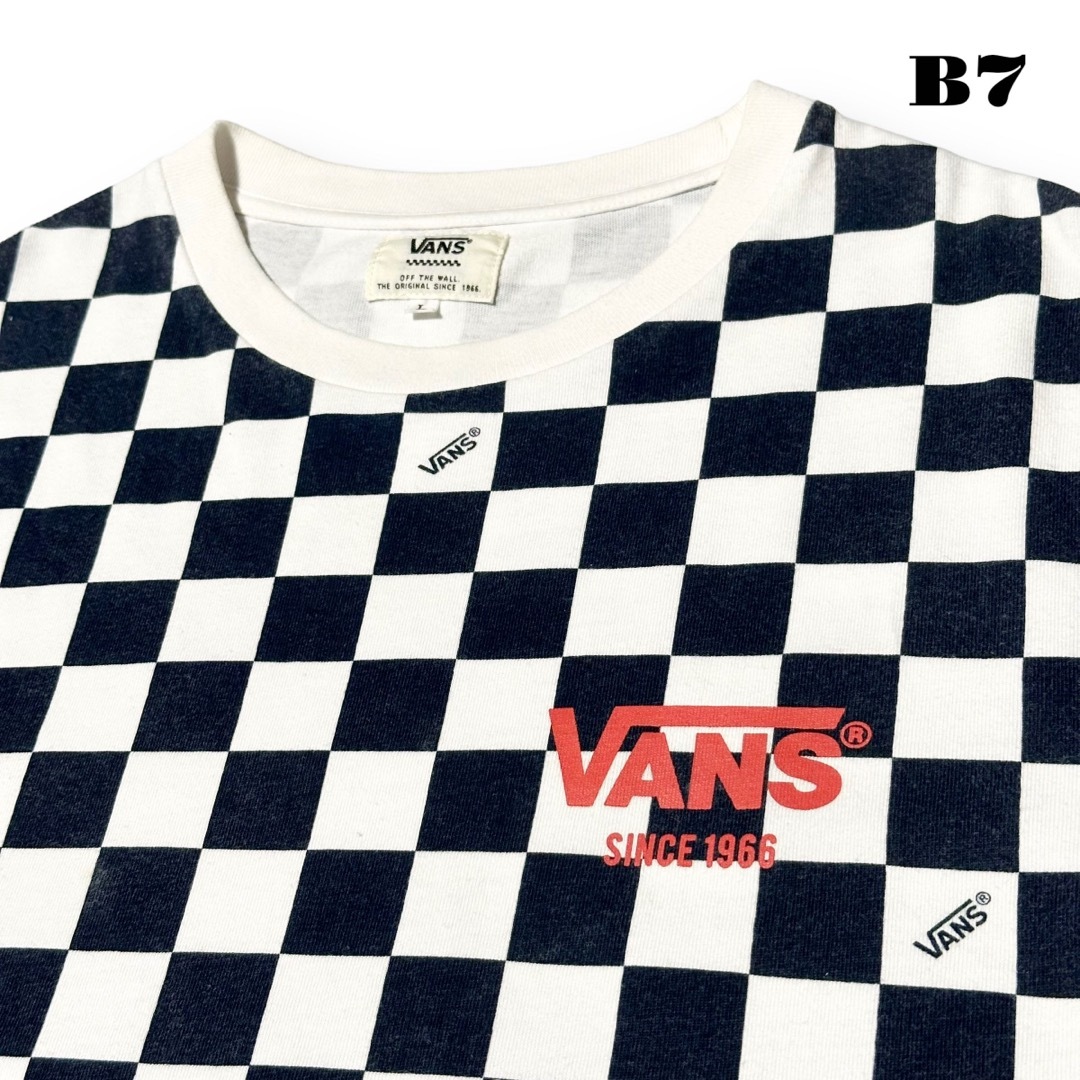 人気品！ VANS バンズ 半袖Tシャツ チェッカー ホワイトネイビー 白紺 L 2