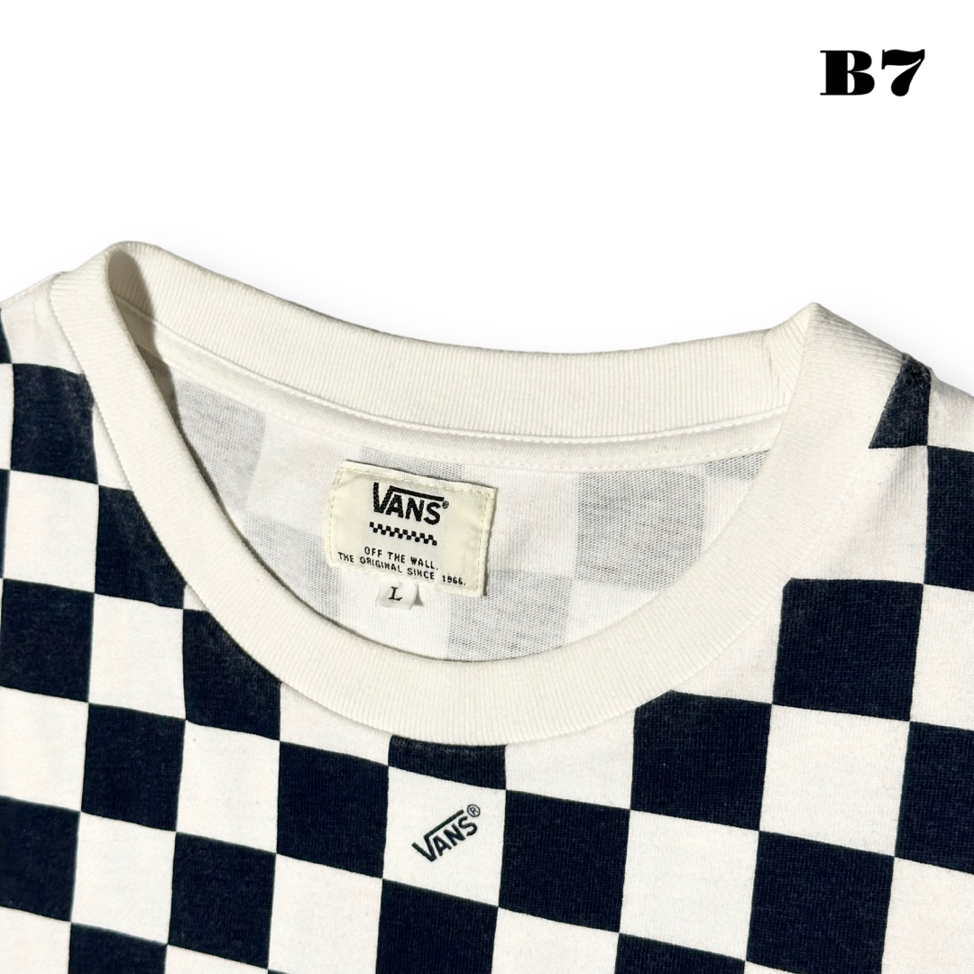 人気品！ VANS バンズ 半袖Tシャツ チェッカー ホワイトネイビー 白紺 L 3