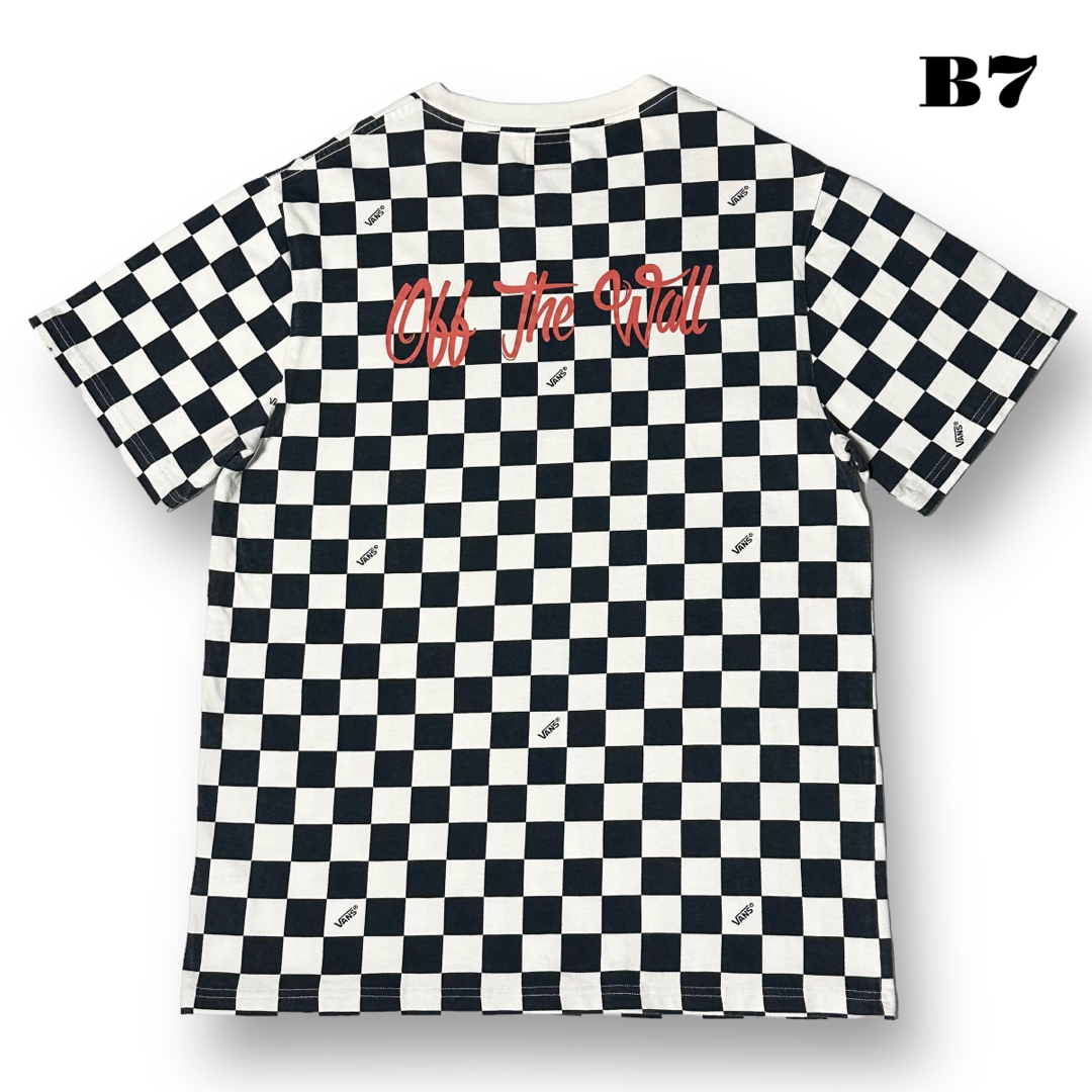 人気品！ VANS バンズ 半袖Tシャツ チェッカー ホワイトネイビー 白紺 L 1