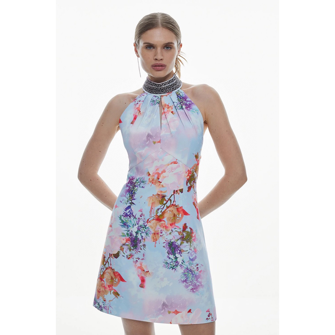 Karen Millen - ❤️ Karen Millen新作 新品 ブルー 花柄ワンピース