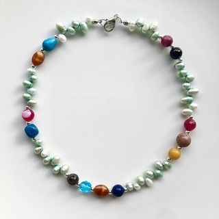 beads necklace＊pearl×stone(ネックレス)