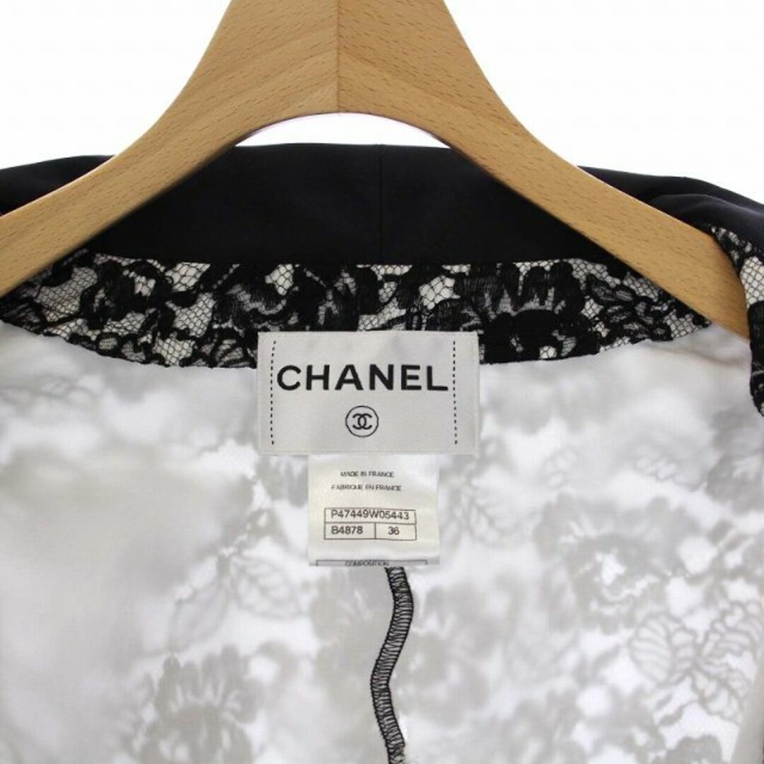 CHANEL(シャネル)のシャネル 花柄レース ショールカラージャケット ココマーク ココボタン 36 黒 レディースのジャケット/アウター(その他)の商品写真