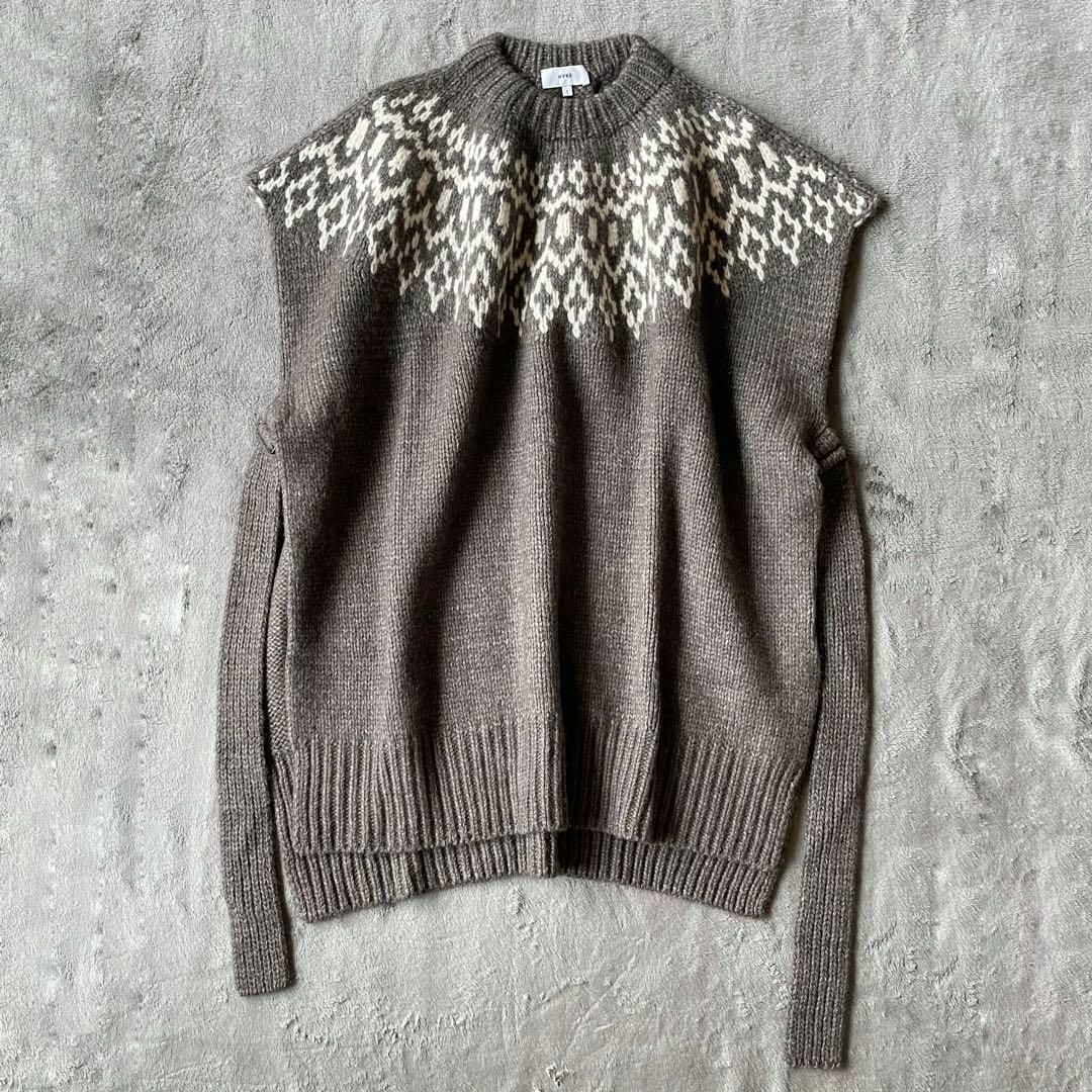 美品】HYKE ハイク ノルディック セーター ポンチョ ベスト 1の 美品】HYKE ハイク ノルディック セーター ポンチョ ベスト 1の
