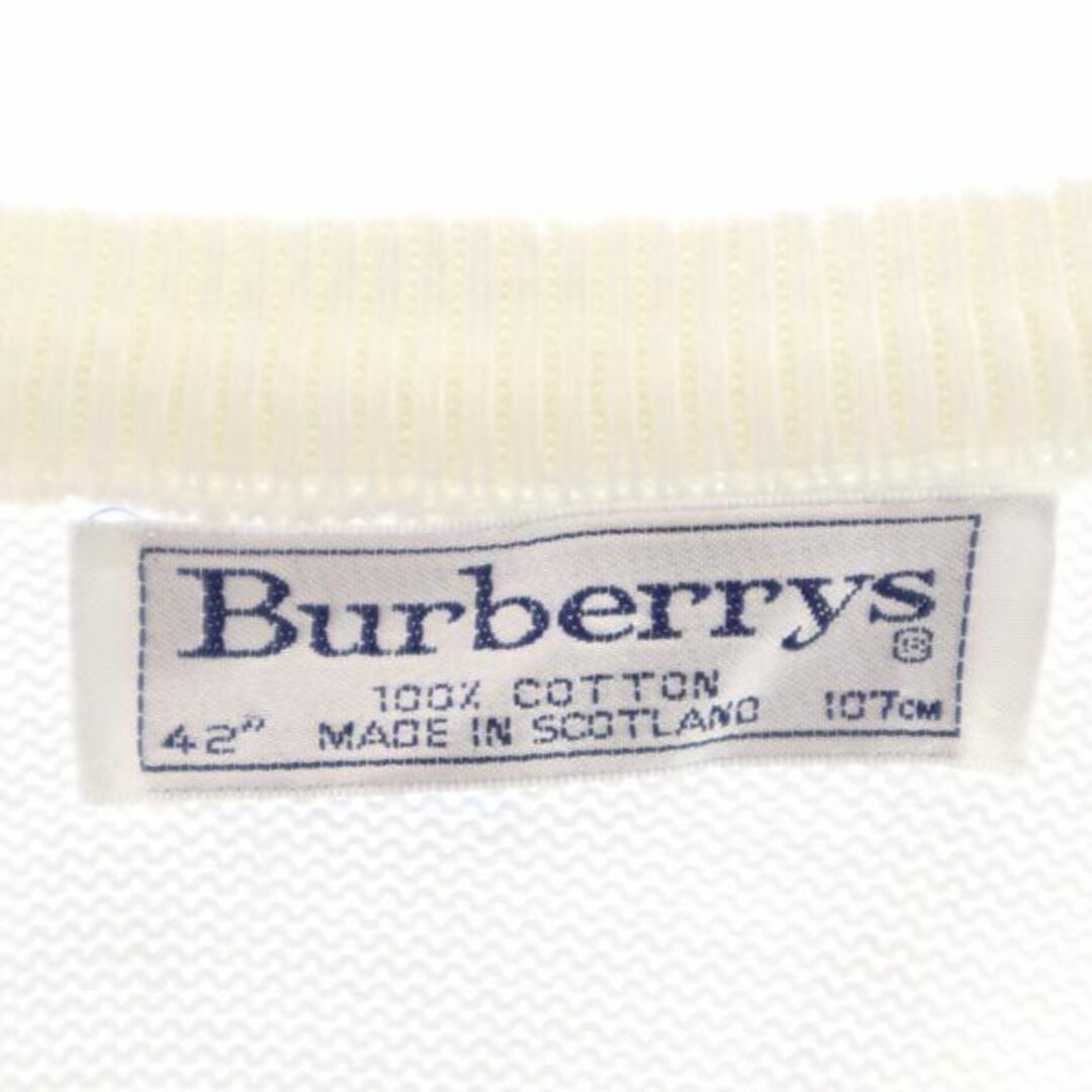 BURBERRY(バーバリー)のバーバリーズ 90s オールド Vネック ニット 42 白 Burberrys 長袖 セーター ビッグサイズ 刺繍 メンズ 【中古】  【230914】 メンズのトップス(ニット/セーター)の商品写真