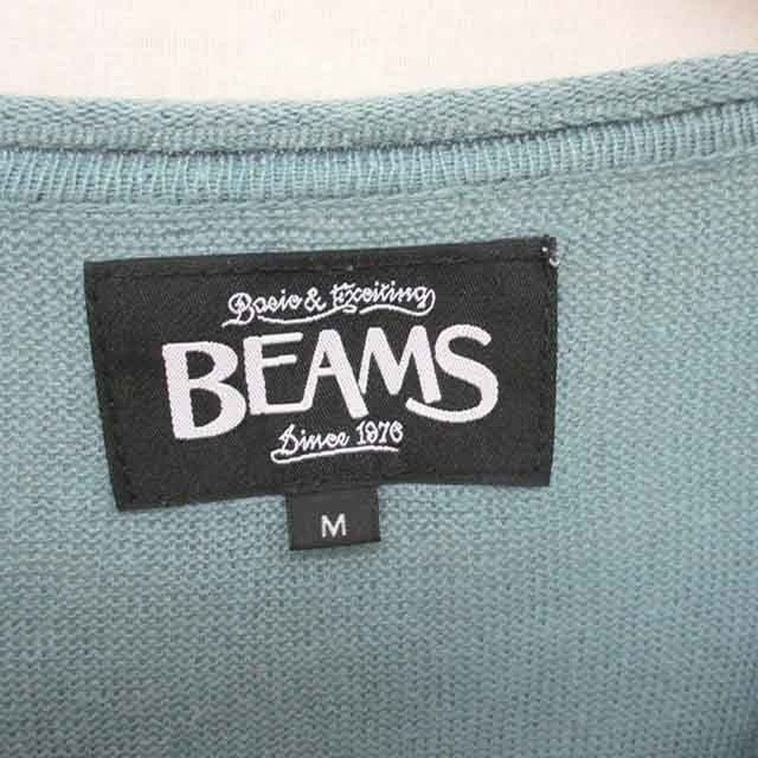 BEAMS(ビームス)のビームス サマーニット セーター 丸首 麻 リネン 薄手 七分袖 M グリーン メンズのトップス(ニット/セーター)の商品写真