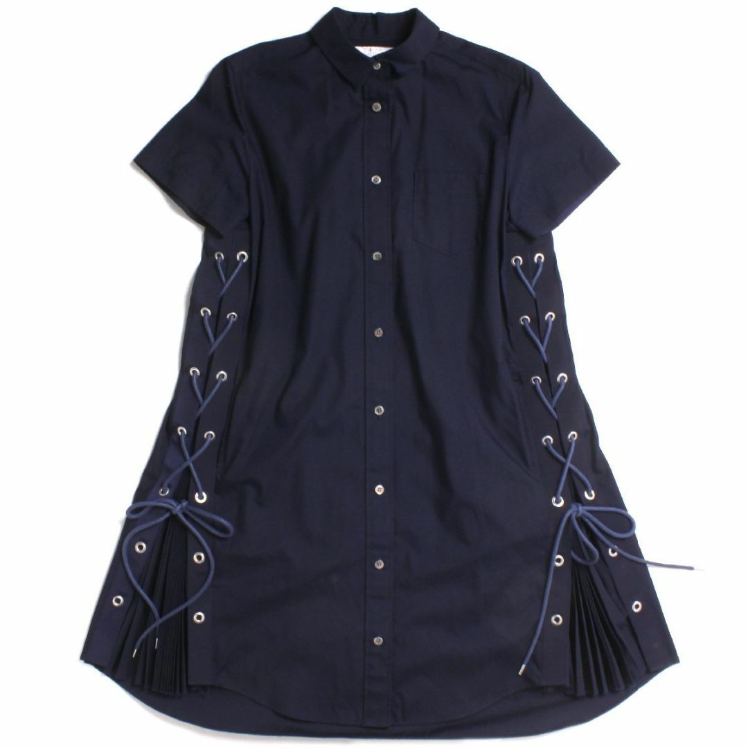 sacai サイドプリーツ レースアップ シャツドレス サカイ ワンピース-